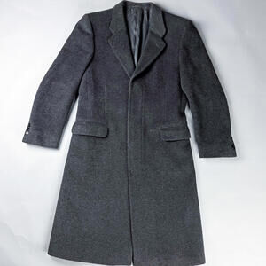 Vintage Cashmere Overcoat, Men's High End Grey Long Formal Jacket